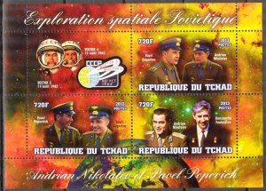 Chad 2013 Space Vostok 3-4 (1) sheet of 3 MNH