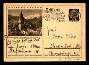 Germany 1930s Hindenburg 6pf & Castle Postal Card Used - L7806