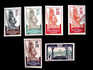 GABON - SCOTT#34,36,37,38,41 - MH - CAT VAL $50.25