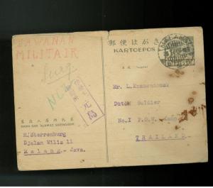 1944 Malang Netherlands Indies Censored Cover POW Prisoner of War Camp Thailand