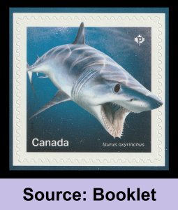 Canada 3106-3110 Sharks P set 5 B (from booklet) MNH 2018