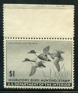 US Scott RW12 Shoveller Ducks stamp VF Mint NH  Margin Copy