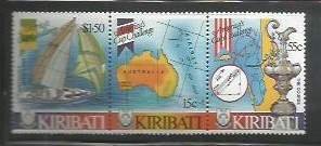 KIRIBATI - 1986 - America's Cup Sailing - Perf 3v Strip - Mint Never Hinged