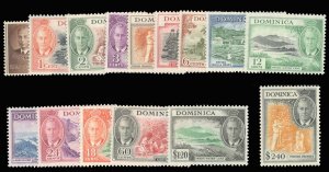 Dominica #122-136 Cat$56.85, 1951 George VI, complete set, never hinged