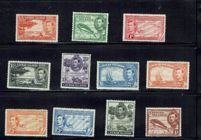 Cayman Islands, King George VI definitive, short set to 1/-, all identie MLH set