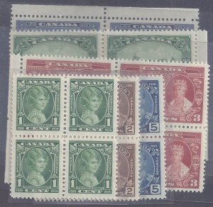 Canada Scott #211-16 complete set of blocks of four NH VF