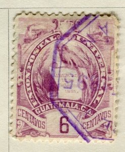 GUATEMALA; 1886 early classic pictorial issue fine used 6c. value