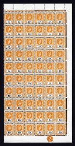 Leeward Is SG102 1 1/2d Orange and Black U/M Pane of 60 Cat 105+++ pounds