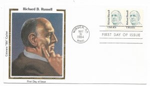 US 1853 10c Richard Russell pair on FDC Colorano Silk Cachet ECV $12.50