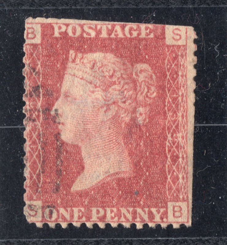 1864 Great Britain postage stamp 1p rose red SC33, Plate 139.