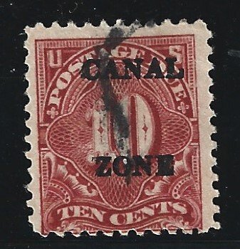 Canal Zone Scott #J20  Used 10c Postage Due O/P 2019 CV $20.00