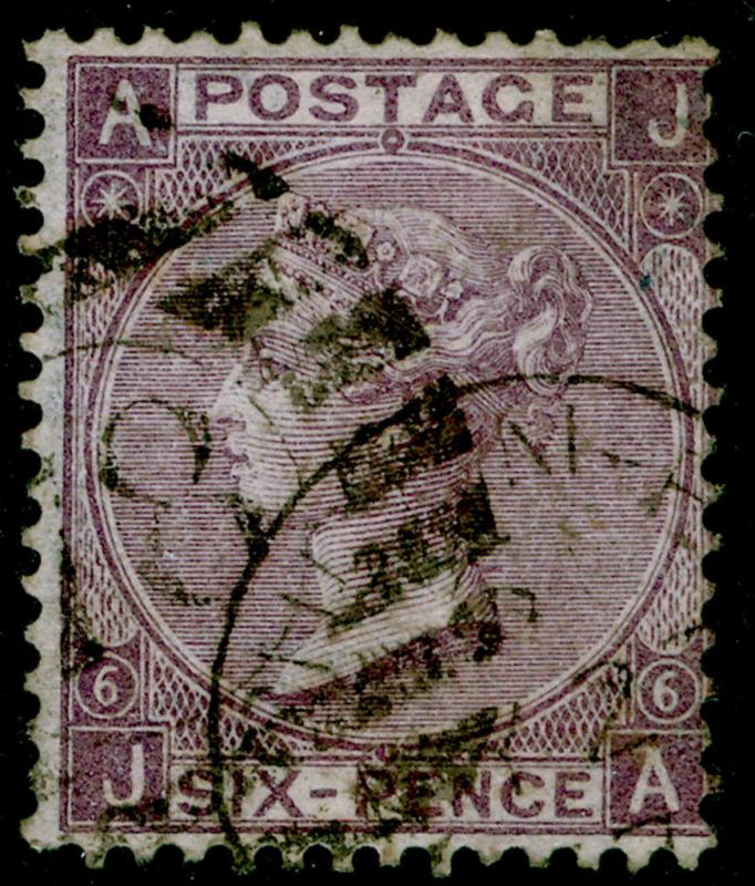 SG96, 6d lilac PLATE 6, USED. Cat £225+ JA