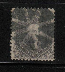 1862 Sc 78a used 24c lilac single, fancy cancel, with APS Certificate CV $400