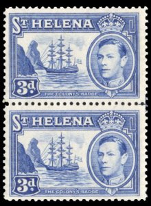 St. Helena #122 Cat$110+ (for hinged), 1938 3p ultramarine, vertical pair, ne...