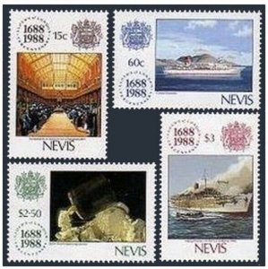 Nevis 571-574,MNH.Michel 501-504. Lloyds of London-300th Ann.1988.Ships.