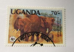 Uganda SC #374 AFRICAN ELEPHANT WWF used stamp