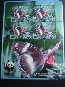 AITUTAKI STAMP-2002- WWF SERIES-LOVELY BLUE MOON BUTTERFLY STAMP MNH SHEET VF