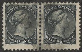 CAN SC #34 U PR 1882 1/2c Q Victoria PR CV $17.00 (as 2 x sngl)