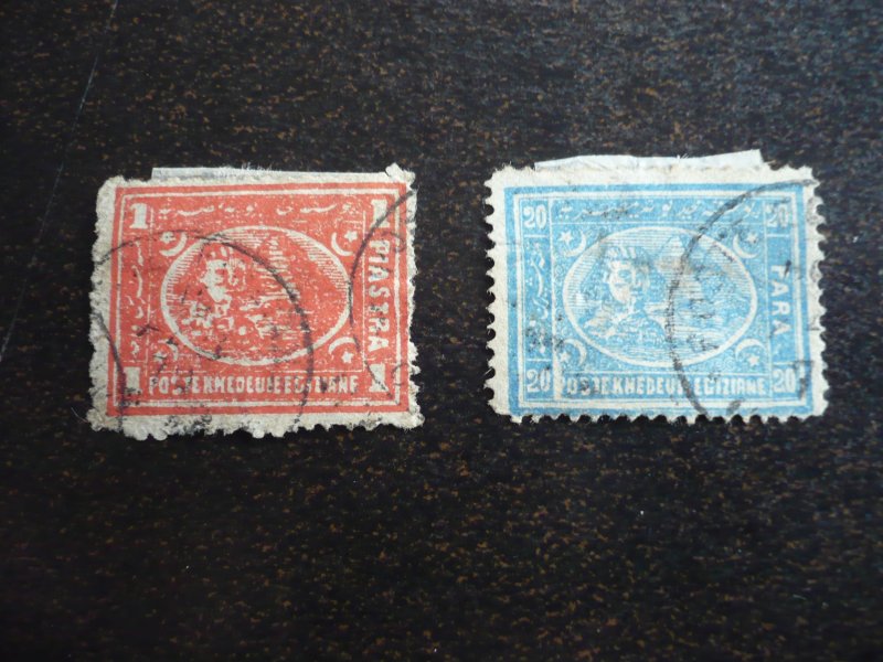 Stamps - Egypt - Scott# 21-22 - Used Part Set of 2 Stamps