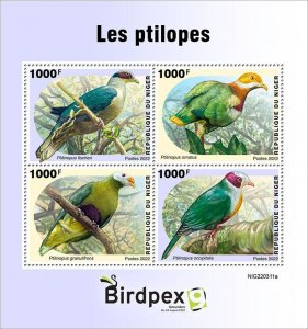 NIGER - 2022 - Fruit Doves - Perf 4v Sheet  - Mint Never Hinged