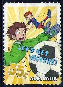 AUSTRALIA  #3,692	2009 LETS GET ACTIVE 55c SOCCER  L.U 