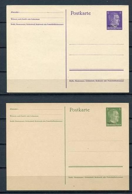 Germany 1940-1 4 Postal Stationary Cards Unused Overprint  Ukraine  Luxembour...