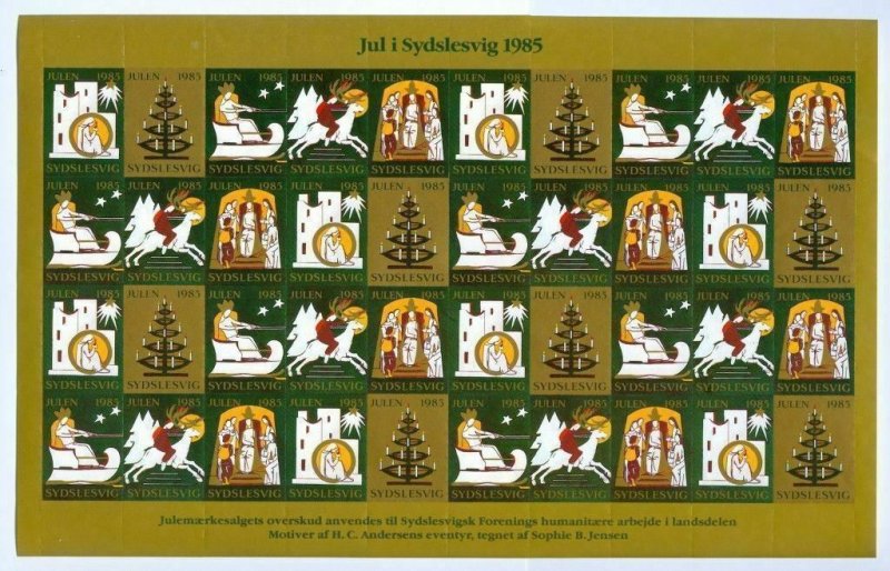 Denmark. Southslesvig Christmas Sheet 1985 Mnh. H.C. Andersen Fairytales.