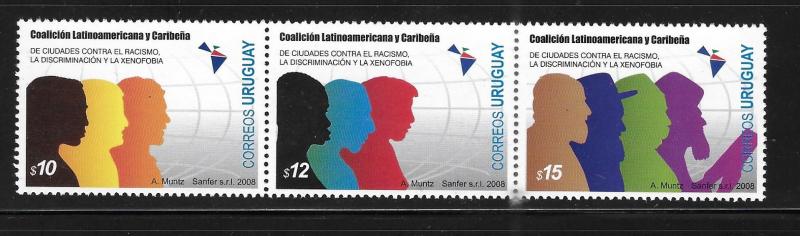 Uruguay 2008 against racism strip MNH Bo 21