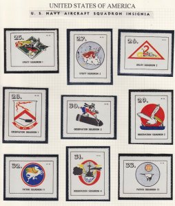 US Navy Squadron Insignia Poster Stamps Lot of 41 FABULOUS &SCARCE! M OG NH