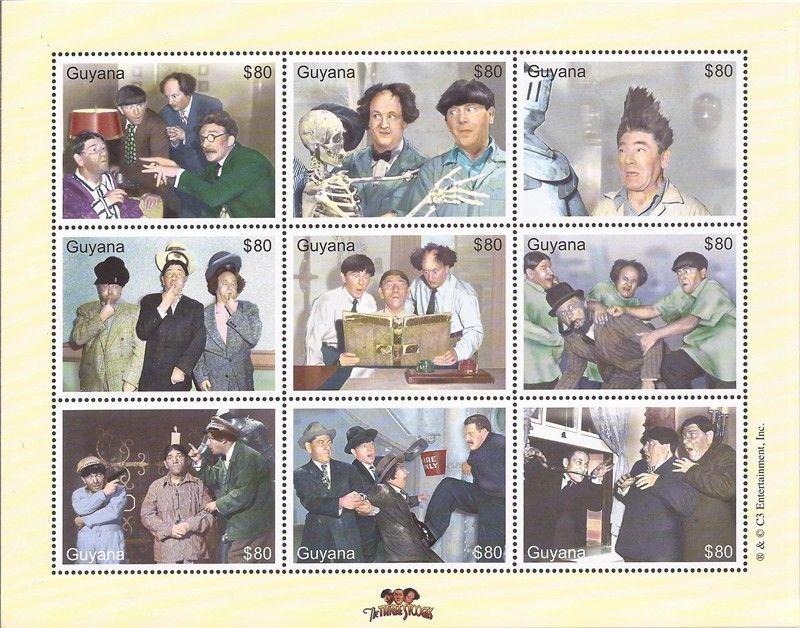 Guyana - 2000 The Three Stooges - 9 Stamp Sheet - Scott #3507