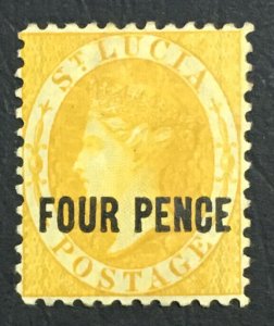 MOMEN: ST LUCIA SG #30 1882-4 P12 MINT OG H **RPS CERT** £275 LOT #61581