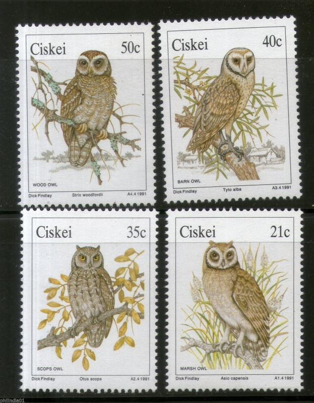 Ciskei 1991 Owl Birds Fauna Wildlife Animals Sc 163-66 MNH # 4042