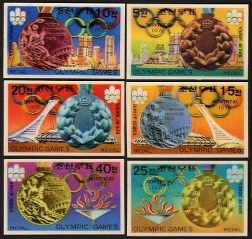 Korea 1550-1555,1557,MNH.Michel 1583-1588,Bl.37. Olympics Montreal-1976.Medals.