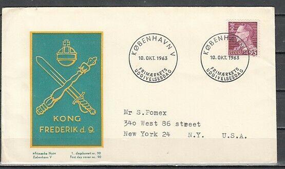 Denmark, Scott cat. 394 only. Frederick IX Definitive value. First day cover. ^