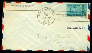 USA - Sc. C36 FDC July 30, 1947, Airmail!