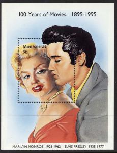 Montserrat 861 MNH Marilyn Monroe, Elvis Presley, 100 years of Movies