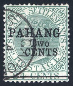 Malaya Pahang 1891 2c o 24c Grn SG type 7 Sc Type b SG 9 Sc 8 VFU Cat£450($576)