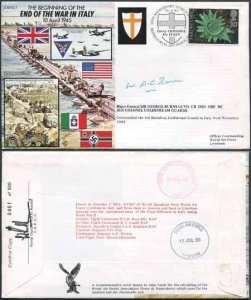 JS45/7c 50th Ann War II End of War in ITALY Signed by Maj Gen Sir G Burns (Q)