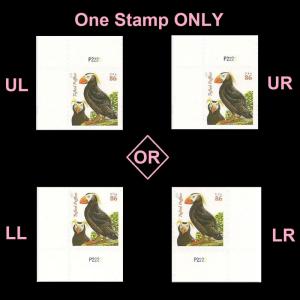 US 4737A Tufted Puffins 86c plate single P2222 (black Year) MNH 2013 