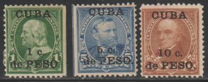 US #Cuba 221, 223, 226 VF mint, 1c and 5c hinged, 10c no gum, Nice and Fresh!