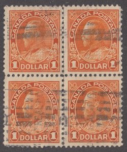 Canada #122 Used Admiral Block of 4