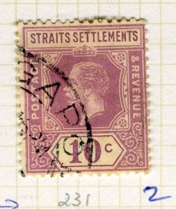 STRAITS SETTLEMENTS; 1921 early GV issue fine used Shade of 10c. value