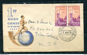 India 1954 First Asian Games FDC to USA 15080