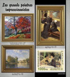 2022/08 - DJIBOUTI  - THE GREAT IMPRESSIONISTS I        1V    MNH **