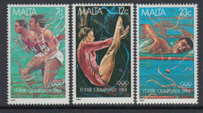 Malta 1984 Summer Olympics Games Los Angeles Sports Swimming Gymnastics Stamps