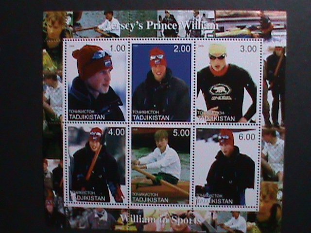 TADJIKISTAN-2000 PRINCE WILLIAM IN SPORTS MNH S/S-VF WE SHIP TO WORLD WIDE