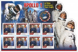 Stamps. Space Apollo 1 Guinee  2022 year 6 sheet perforated