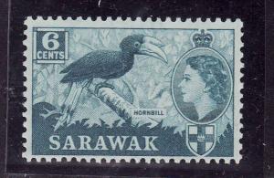 Sarawak-Sc#200-unused,lightly hinged-6c greenish blue-1955-7