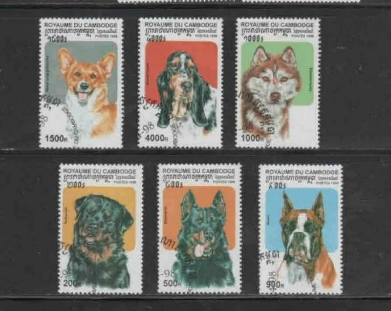 CAMBODIA #1734-1739 1998 DOGS MINT VF NH O.G CTO