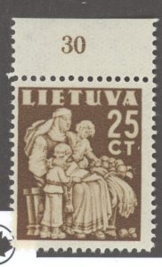 Lithuania, Sc #320, MNH, plate# single